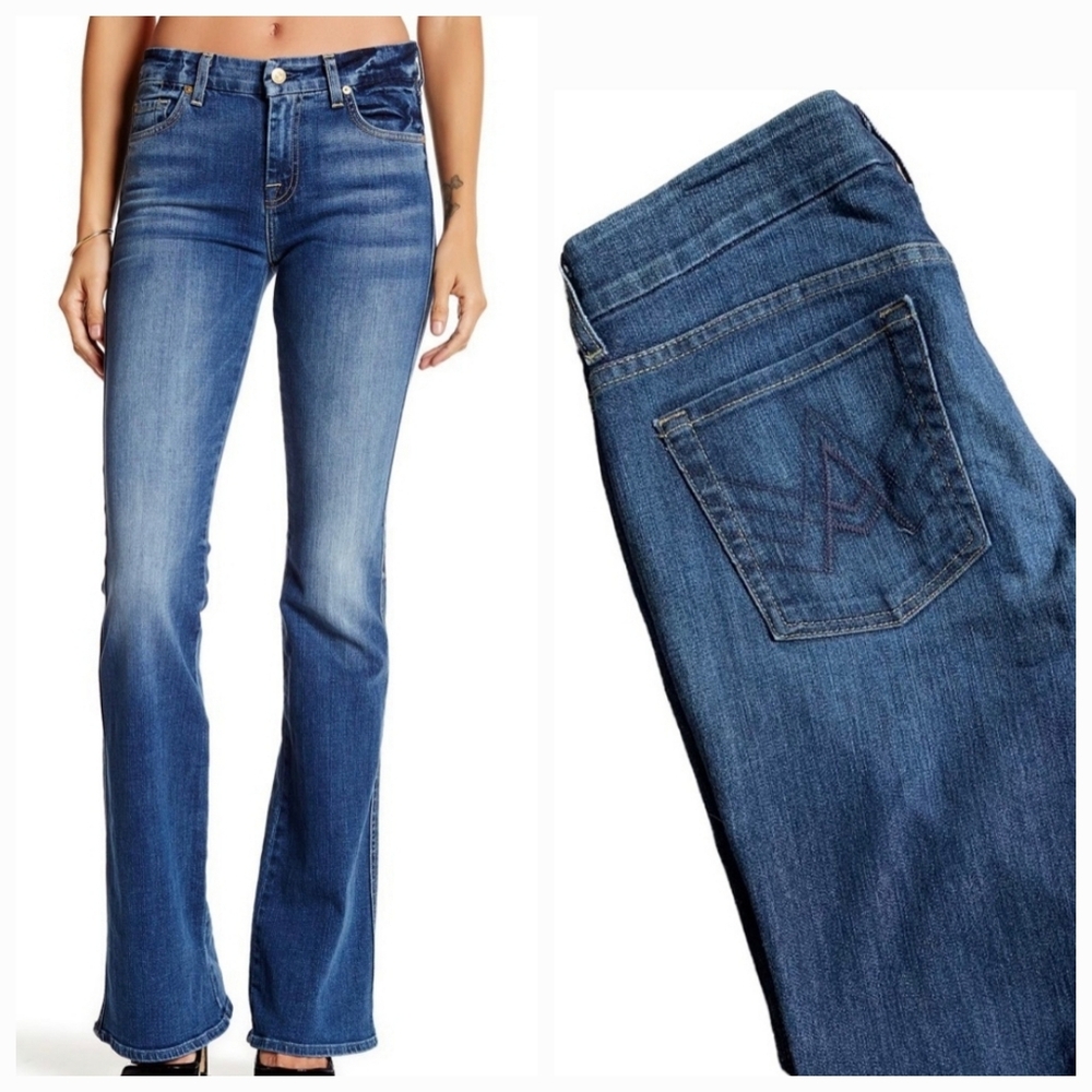 7 for ALL MANKIND ‘A Pocket’ Blue Denim Low Rise Bootcut Y2K Jeans Size 27